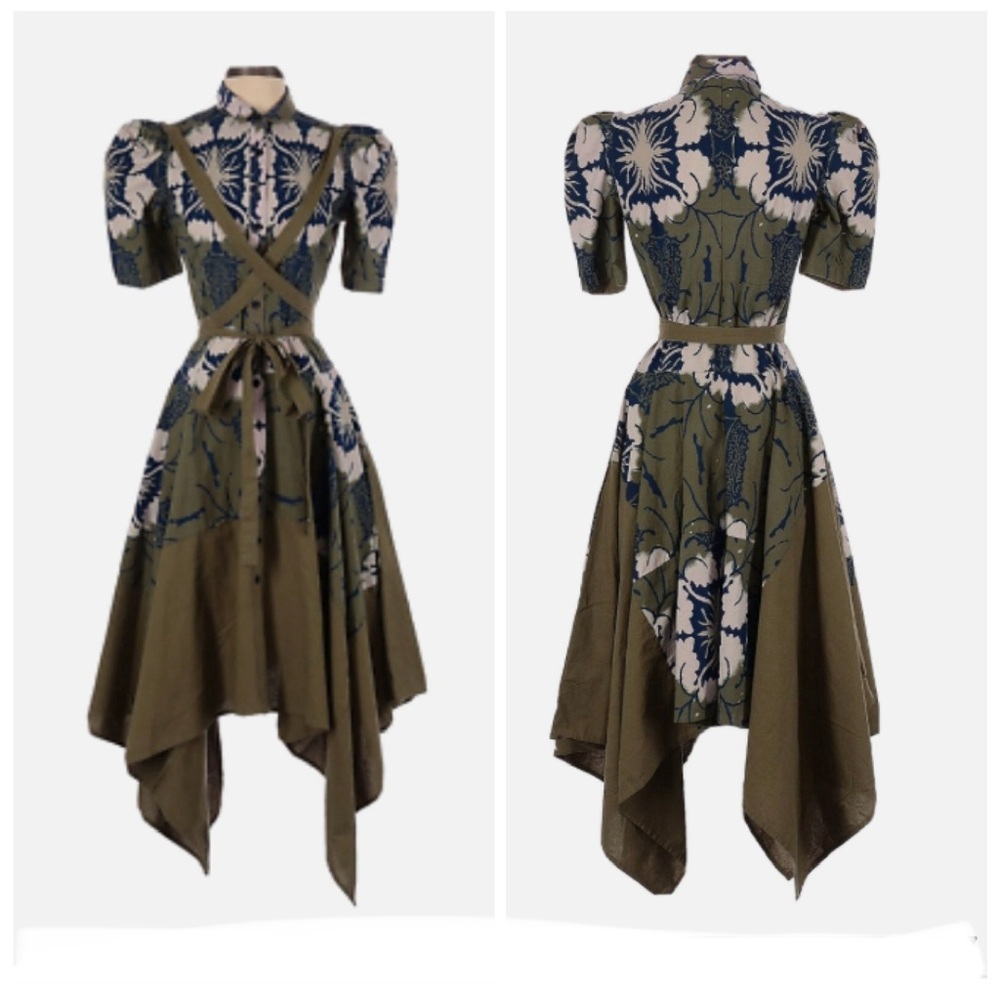 MAKING THE CUT Chic Asymmetrical Olive and Navy Dress